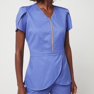 Jaanuu Tulip Scrub Top - Ceil Blue